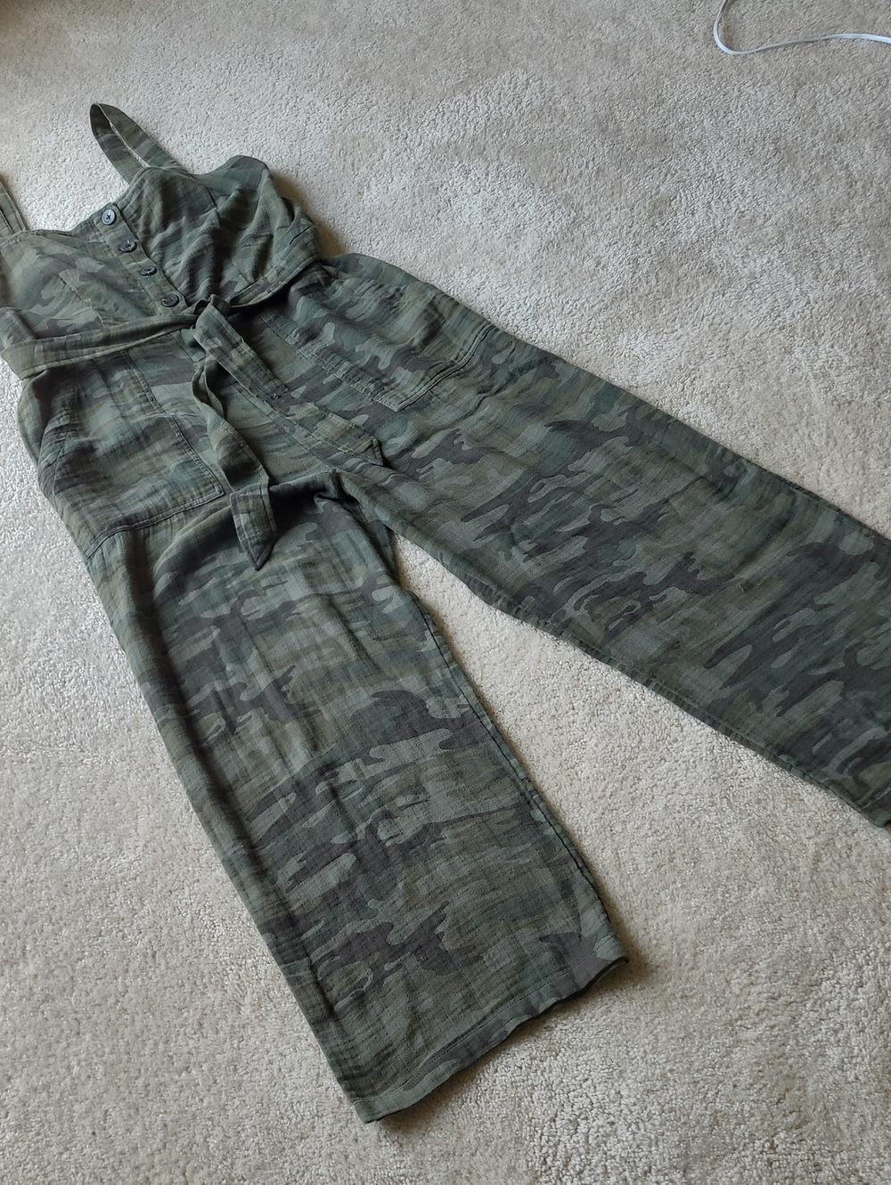 Sanstuary Camo Wide-Leg Jumpsuit - Olive Green